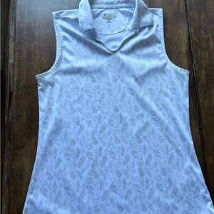 Greg Norman Collection White Leaf Pattern Tank Top